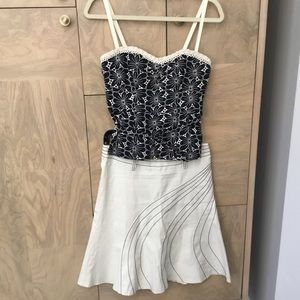 Nanette Lepore Vintage Navy & Cream Corset Top & Skirt - 2